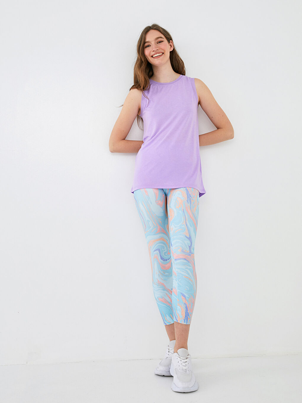 Спортивные леггинсы с узором и эластичным поясом для женщин-7