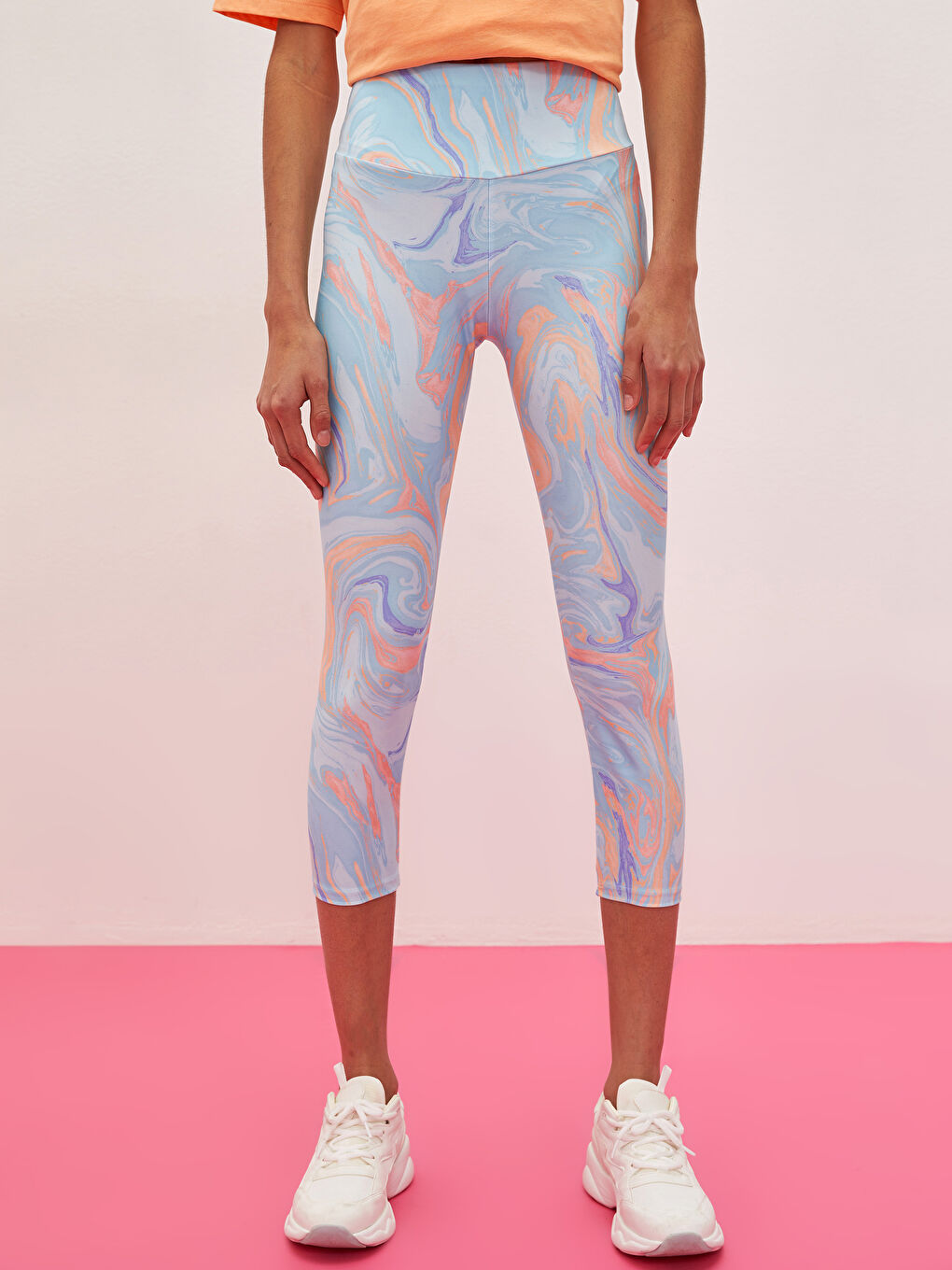 Спортивные леггинсы с узором и эластичным поясом для женщин-4