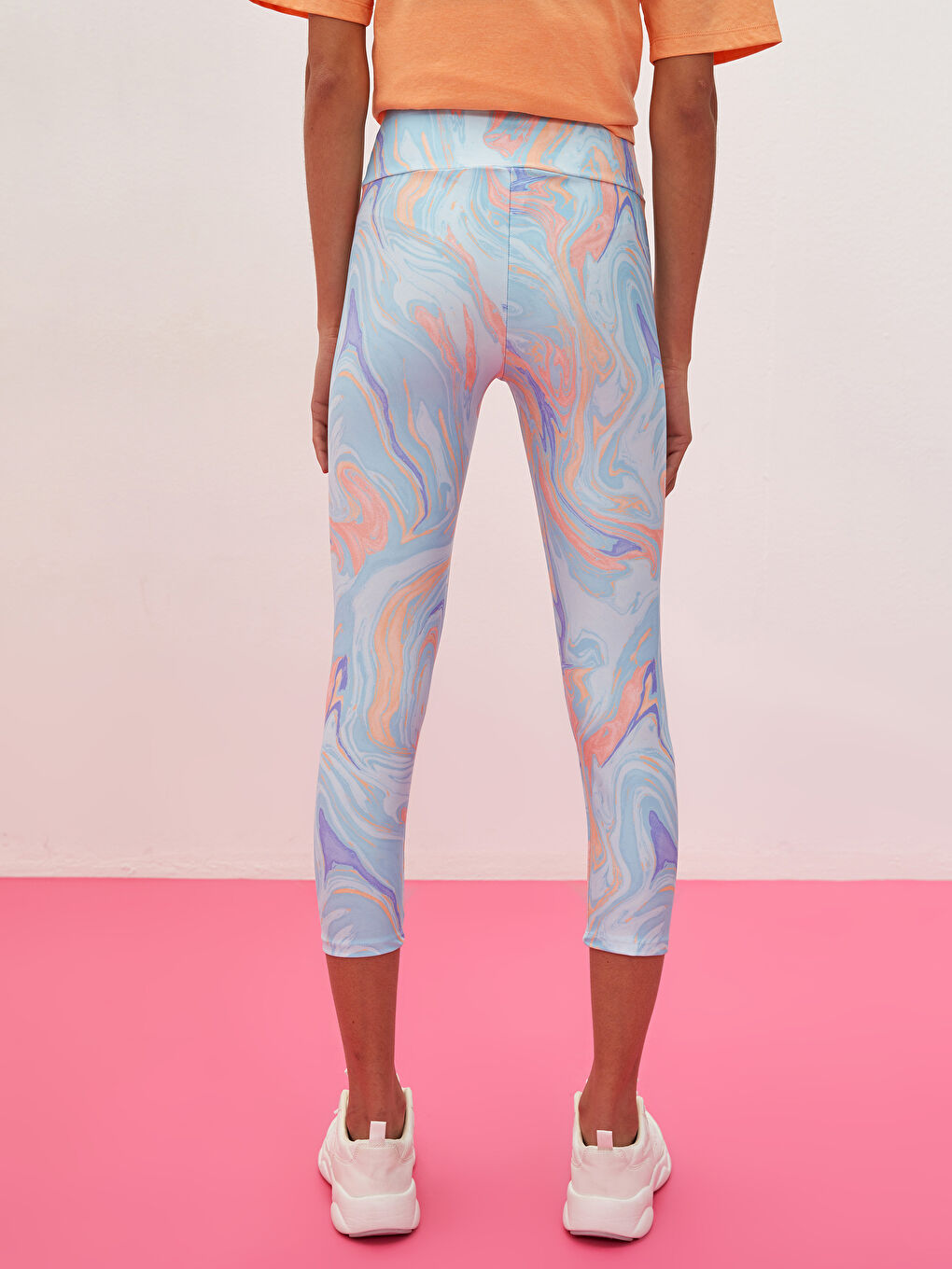 Спортивные леггинсы с узором и эластичным поясом для женщин-5