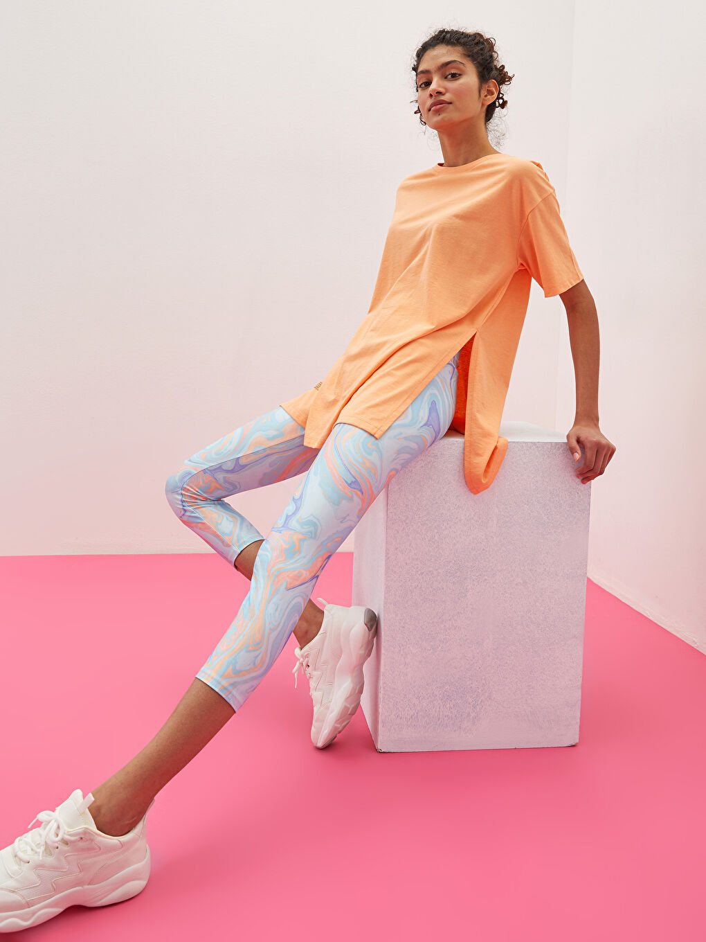 Спортивные леггинсы с узором и эластичным поясом для женщин-3