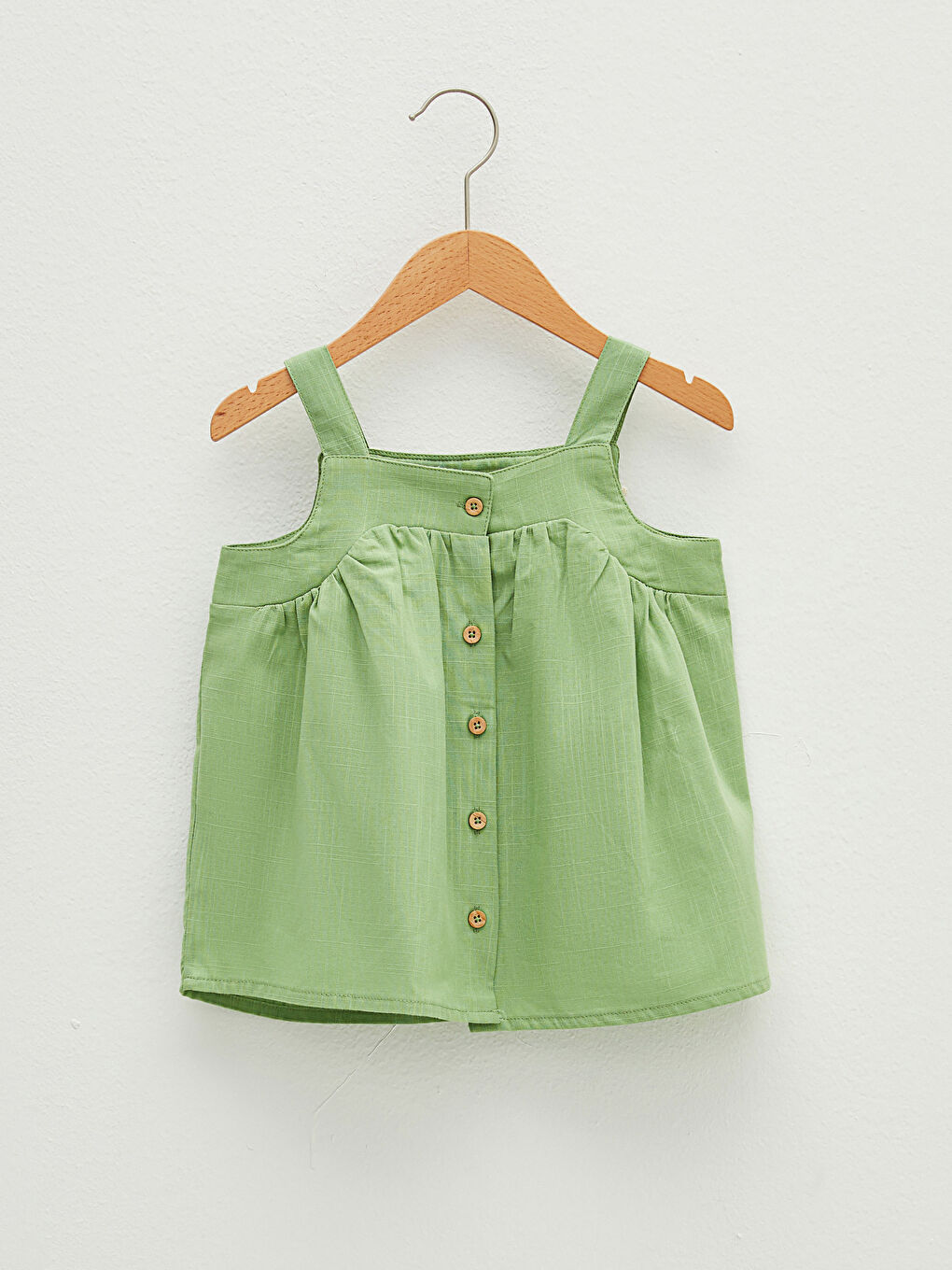 Square Neck Strap Cotton Baby Girl Blouse-1