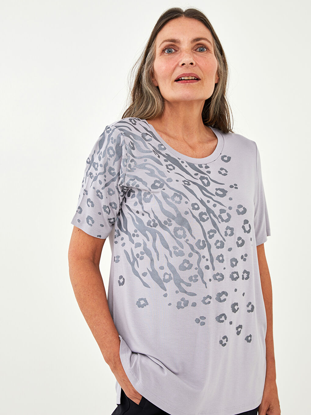 Crew Neck Printed Short Sleeve Women's T-Shirt-2