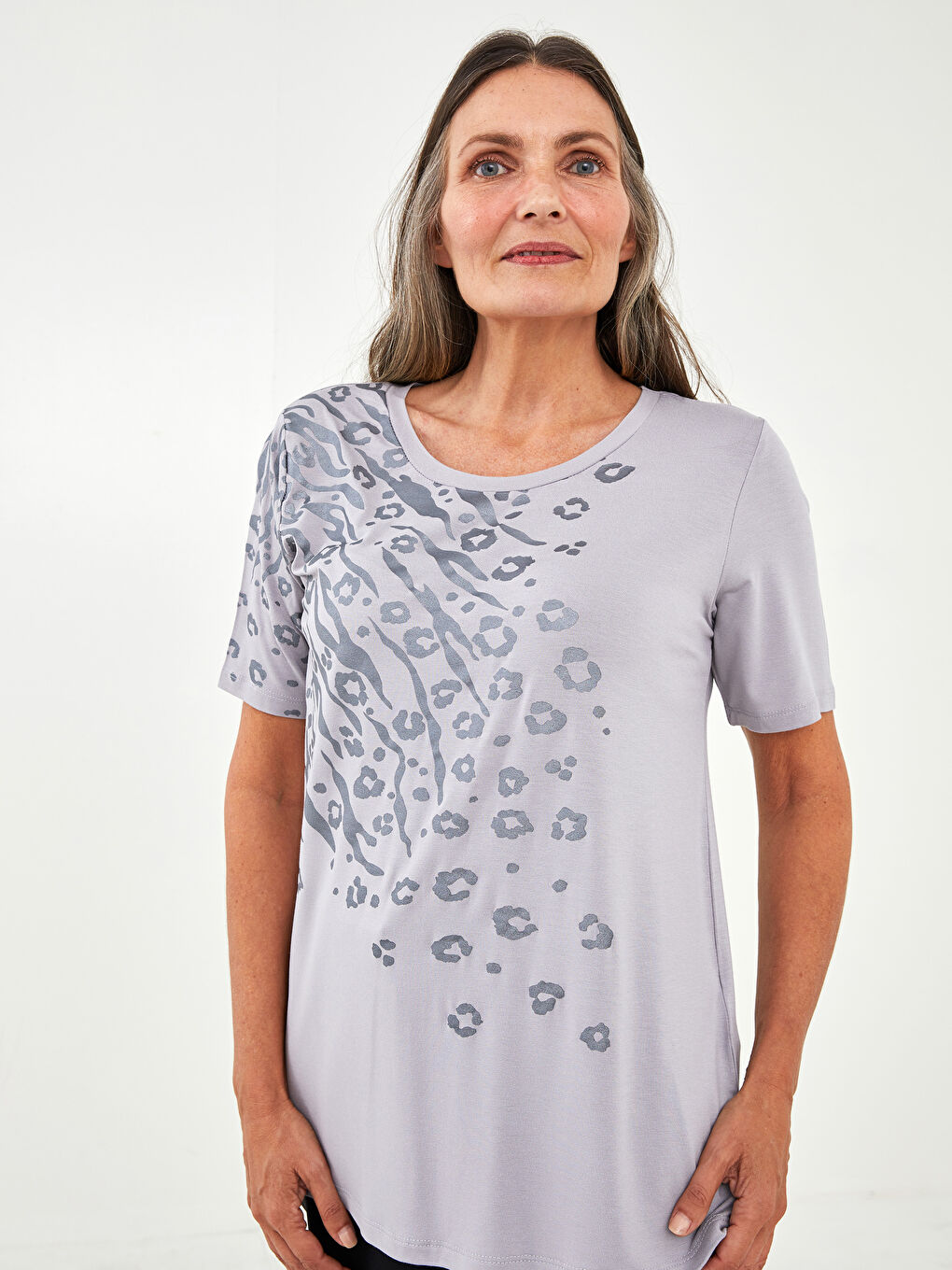 Crew Neck Printed Short Sleeve Women's T-Shirt-1