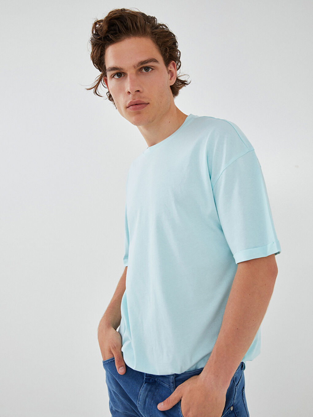 Crew Neck Basic Short Sleeve Cotton Men's T-Shirt-1