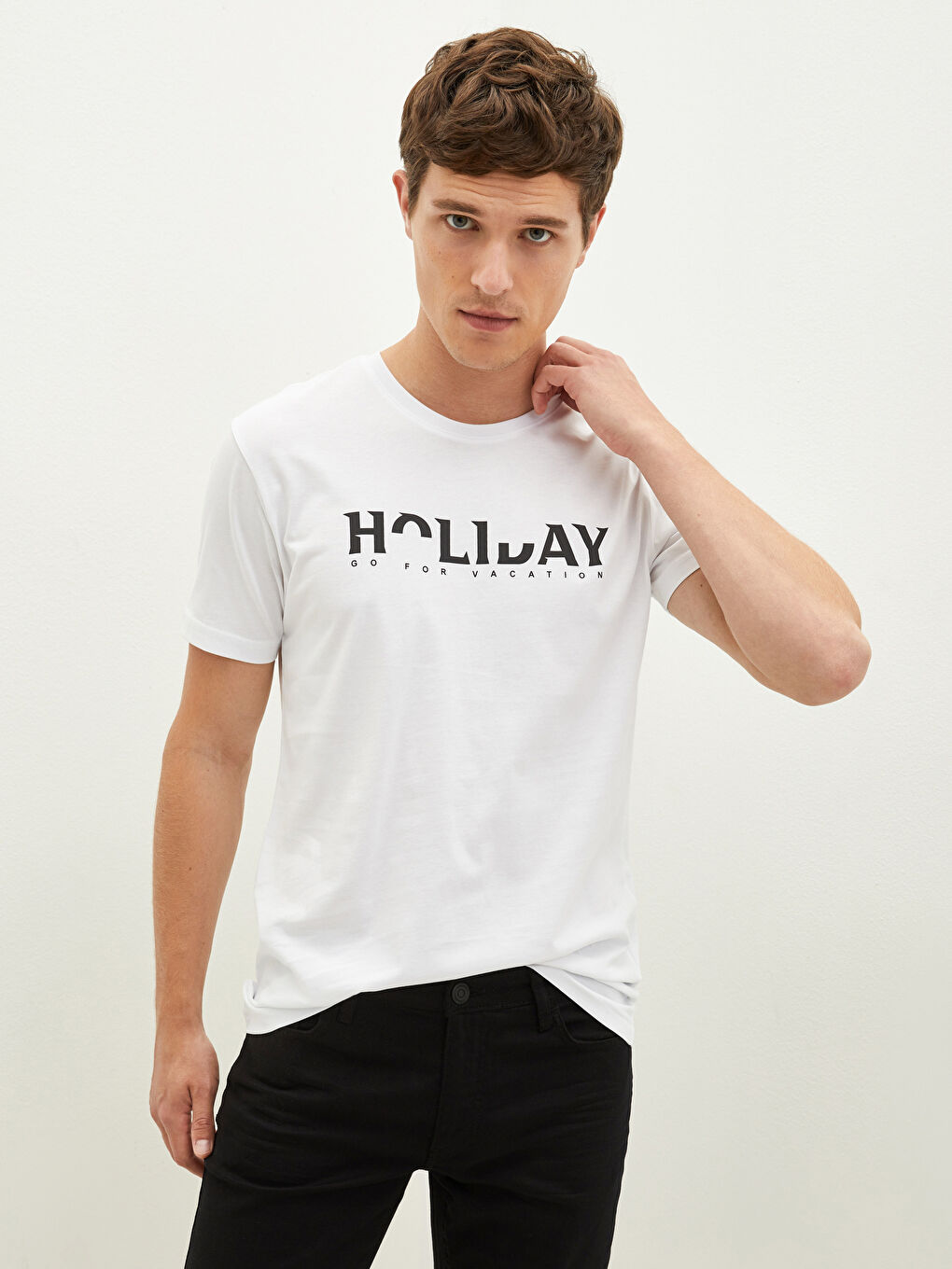 Crew Neck Short Sleeve Printed Combed Cotton Men's T-shirt-2