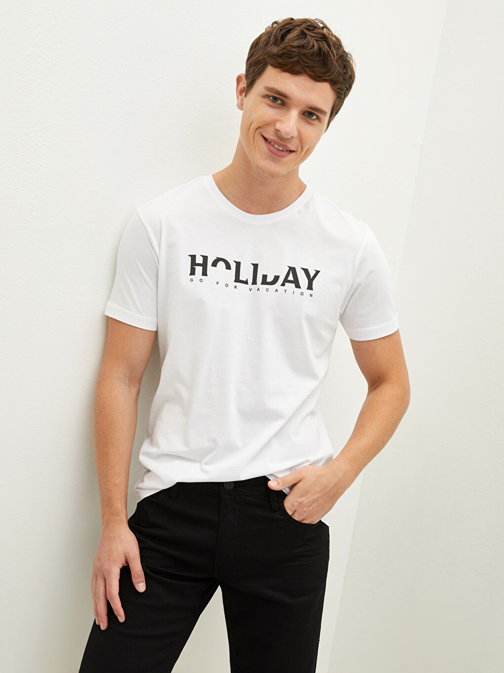 Crew Neck Short Sleeve Printed Combed Cotton Men's T-shirt-3