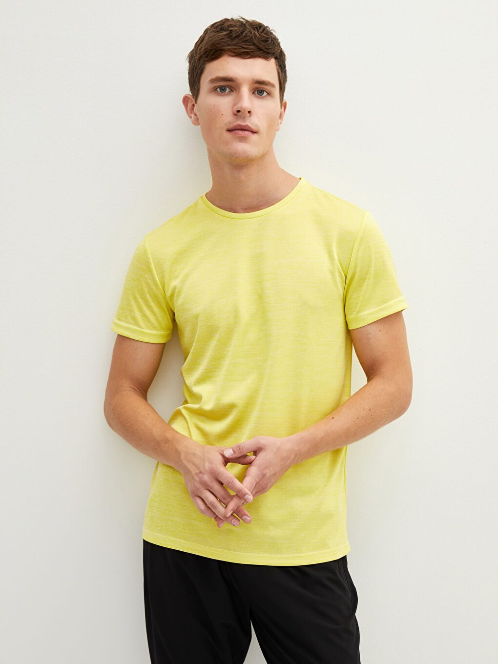 Yeşil Bisiklet Yaka Kısa Kollu Erkek Tişört-1