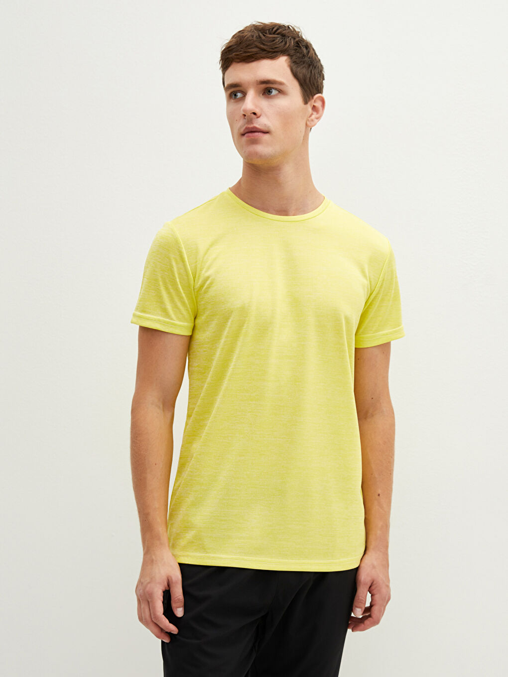 Yeşil Bisiklet Yaka Kısa Kollu Erkek Tişört-2