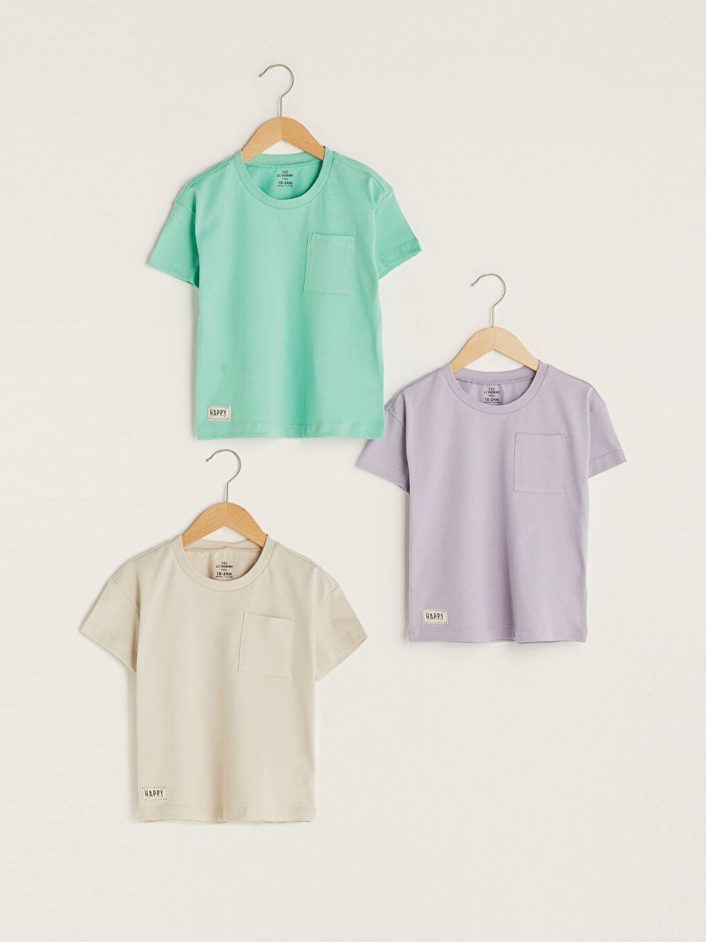 LCW baby Crew Neck Short Sleeve Basic Baby Boy T-Shirt 3 Pieces -S1KC70Z1-FXP