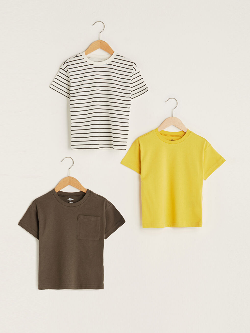 Crew Neck Short Sleeve Basic Baby Boy T-Shirt 3 Pieces