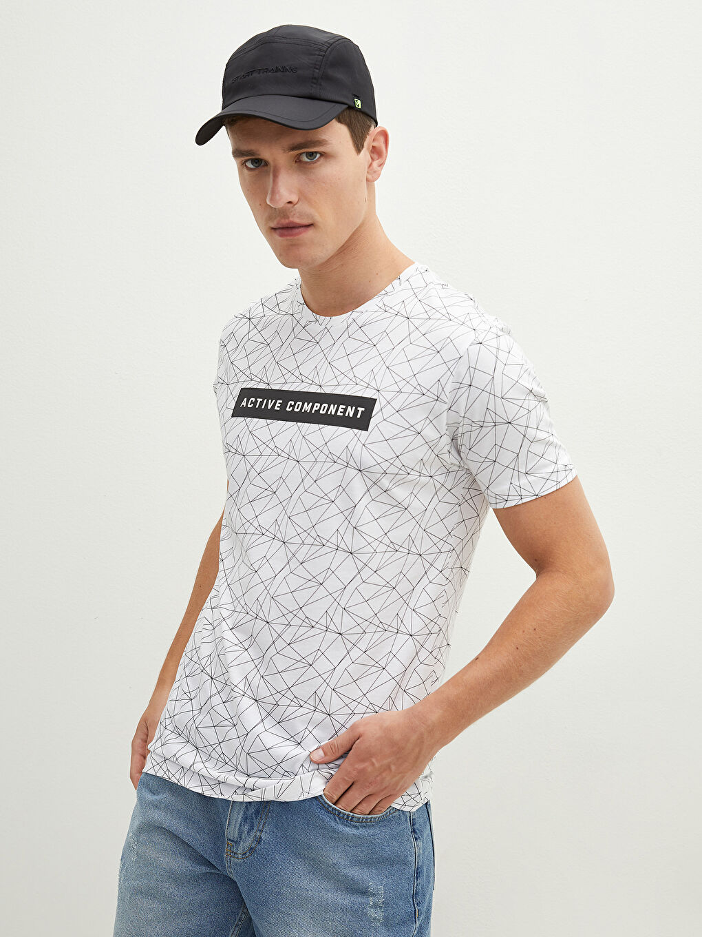 Crew Neck Short Sleeve Printed Combed Cotton Men's T-shirt-1