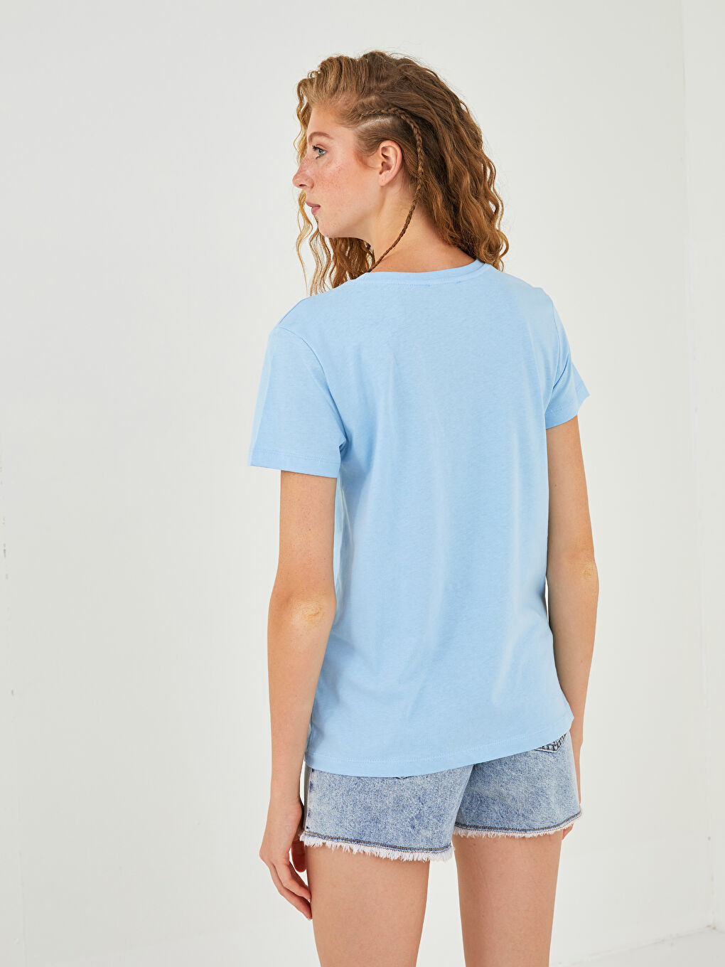 Crew Neck Printed Short Sleeve Cotton Women's T-shirt-4