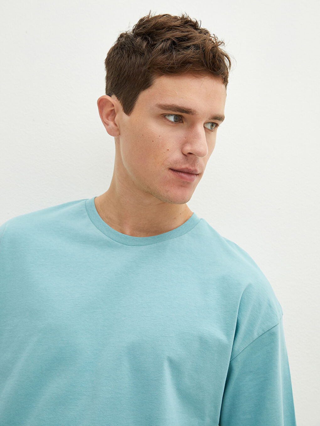 Mavi Bisiklet Yaka Kısa Kollu Basic Penye Erkek Tişört-2