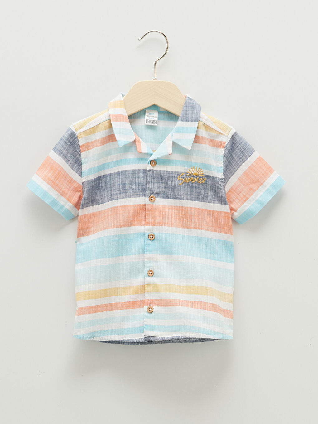 Mavi Kısa Kollu Poplin Erkek Bebek Gömlek 2'li-2