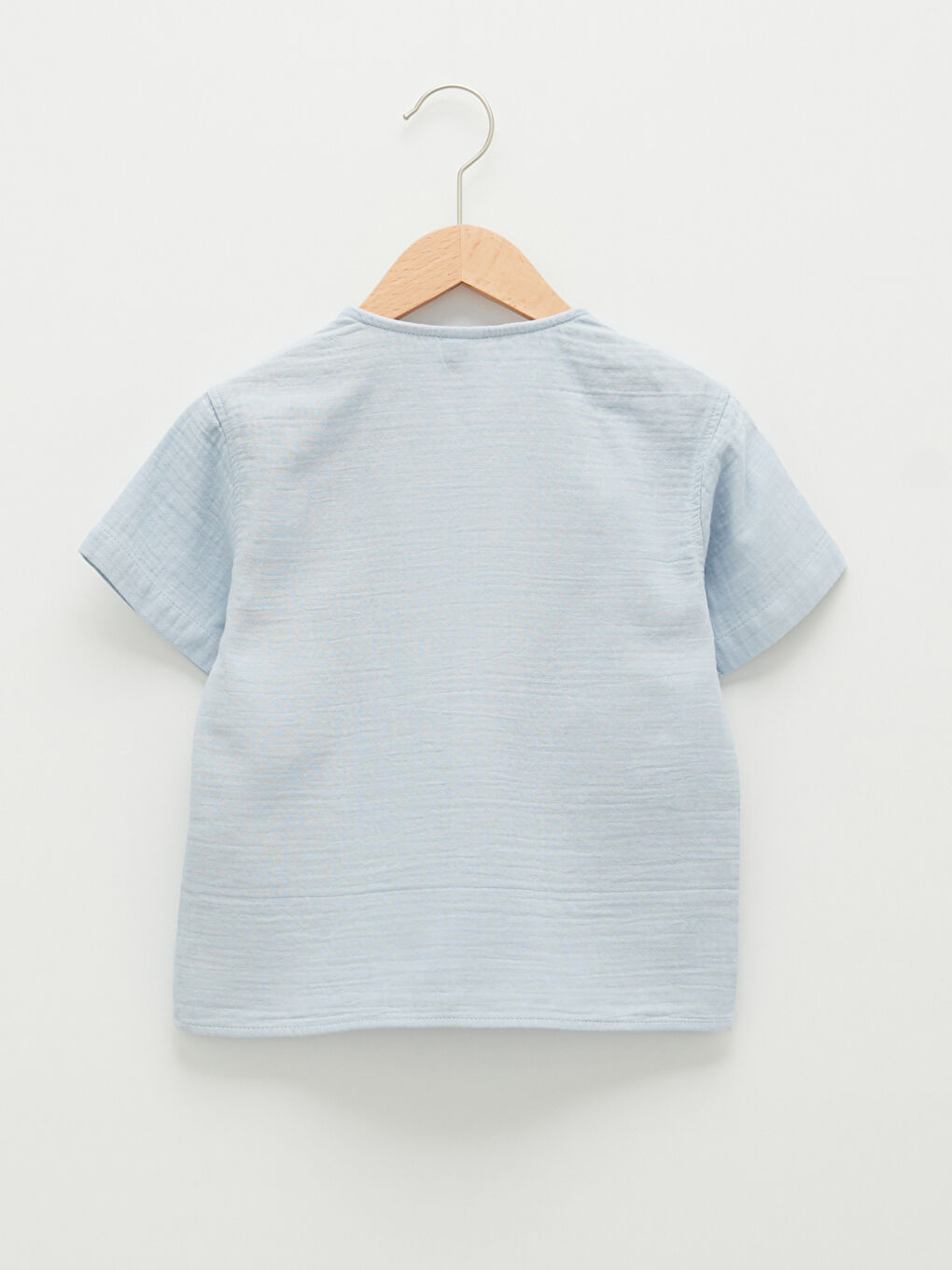 Chemise Basique à Manches Courtes Col Rond en Popeline pour Garçon Bébé-1