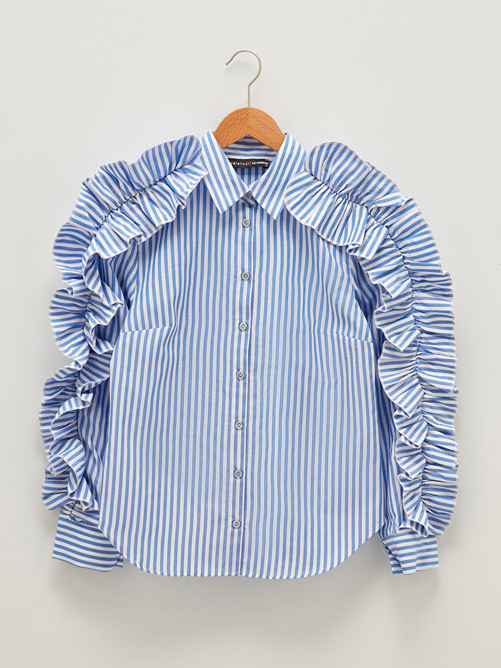 WOMEN'S JADE SHIRT WITH RUFFLED SLEEVE DETAILED FRONT BUTTONS-7