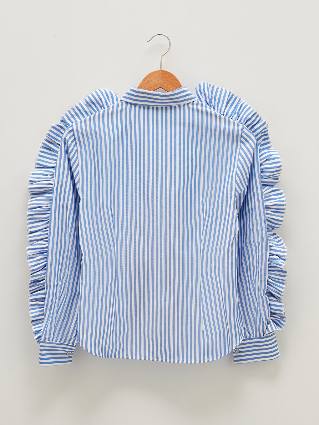 WOMEN'S JADE SHIRT WITH RUFFLED SLEEVE DETAILED FRONT BUTTONS-8