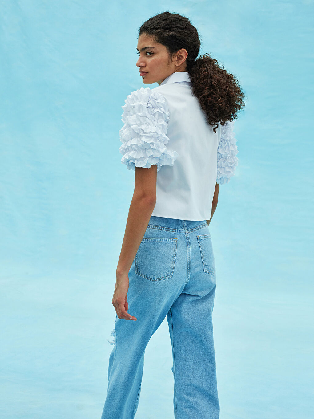 WOMEN'S GRACE SHIRT WITH BUTTONED BUTTONS AND RUFFLED SHIRT -S1KE80Z8-E5X