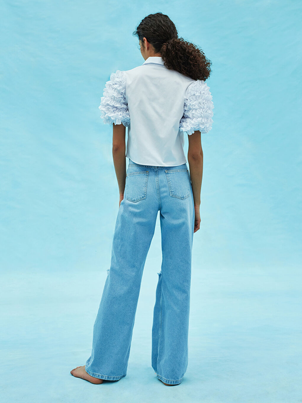 WOMEN'S GRACE SHIRT WITH BUTTONED BUTTONS AND RUFFLED SHIRT -S1KE80Z8-E5X