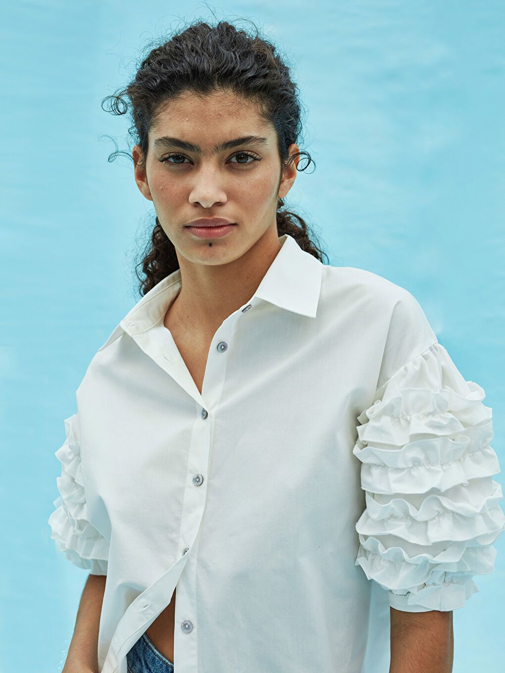 OVERSIZED WOMEN'S BELLA SHIRT WITH FRONT BUTTONED SLEEVES -S1KE98Z8-E5X