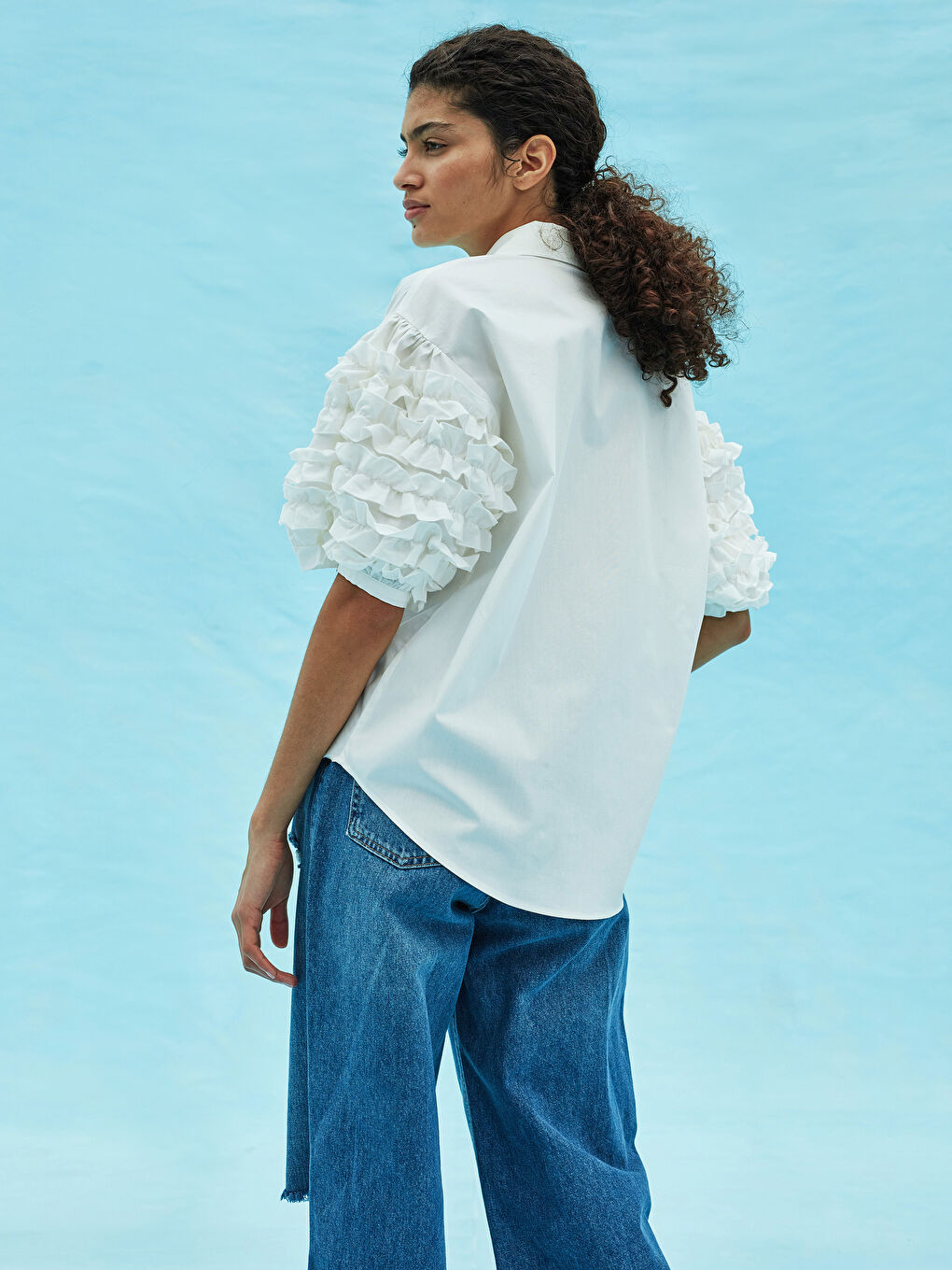 OVERSIZED WOMEN'S BELLA SHIRT WITH FRONT BUTTONED SLEEVES -S1KE98Z8-E5X