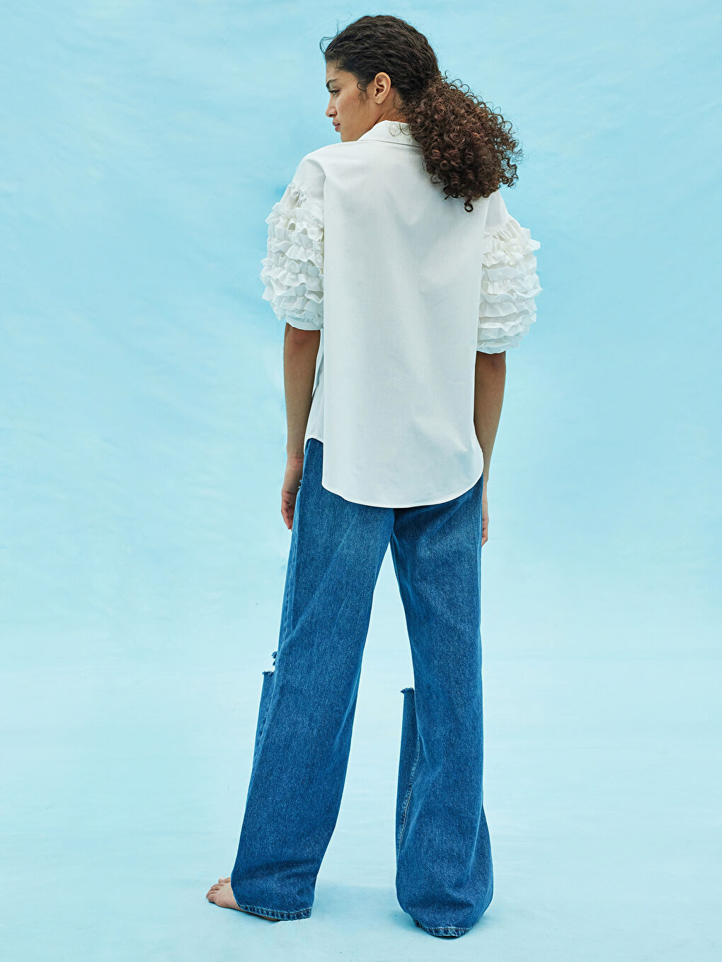 OVERSIZED WOMEN'S BELLA SHIRT WITH FRONT BUTTONED SLEEVES -S1KE98Z8-E5X