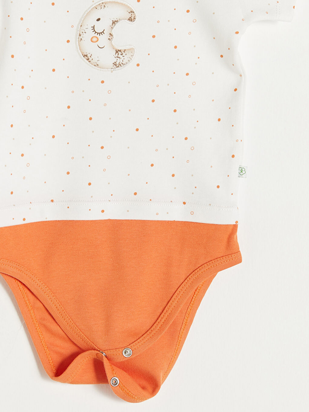 Beyaz Biorganic Bisiklet Yaka Kısa Kollu Baskılı Organik Pamuklu Erkek Bebek Çıtçıtlı Body-1