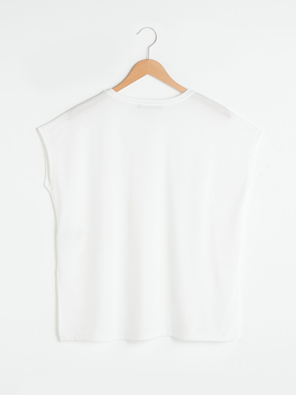 Ekru Bisiklet Yaka Düz Kısa Kollu Kadın Spor Tişört-6