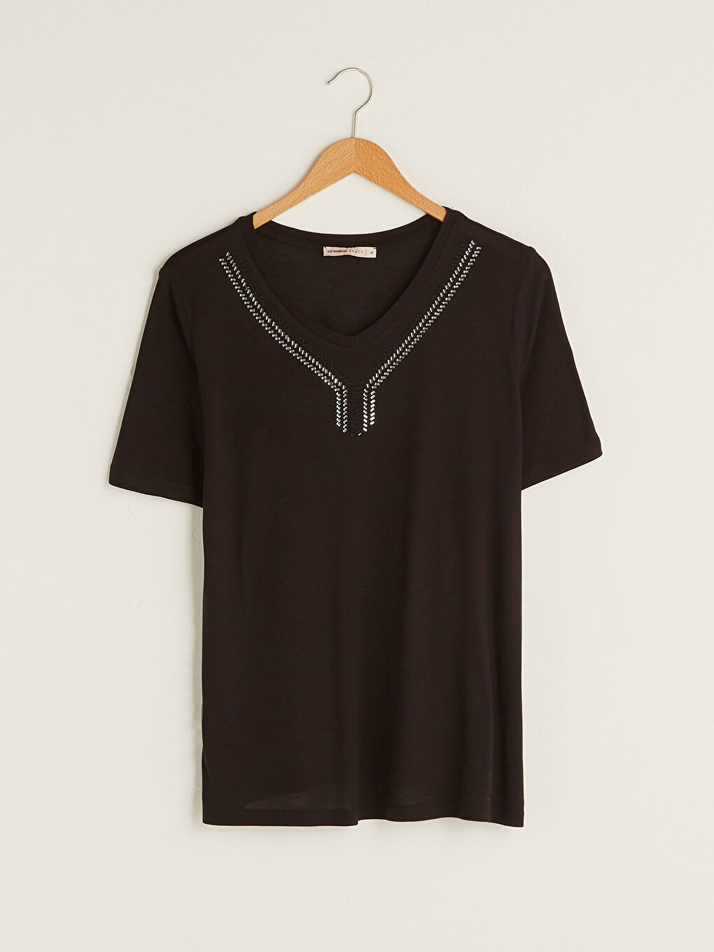 V-Neck Embroidered Short Sleeve Women's Blouse-6