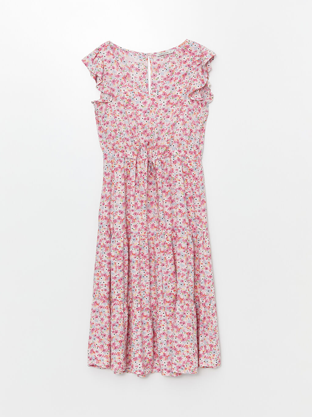 LCW Vision V-Neck Floral Short Sleeve Women's Dress -S1KF80Z8-LT4
