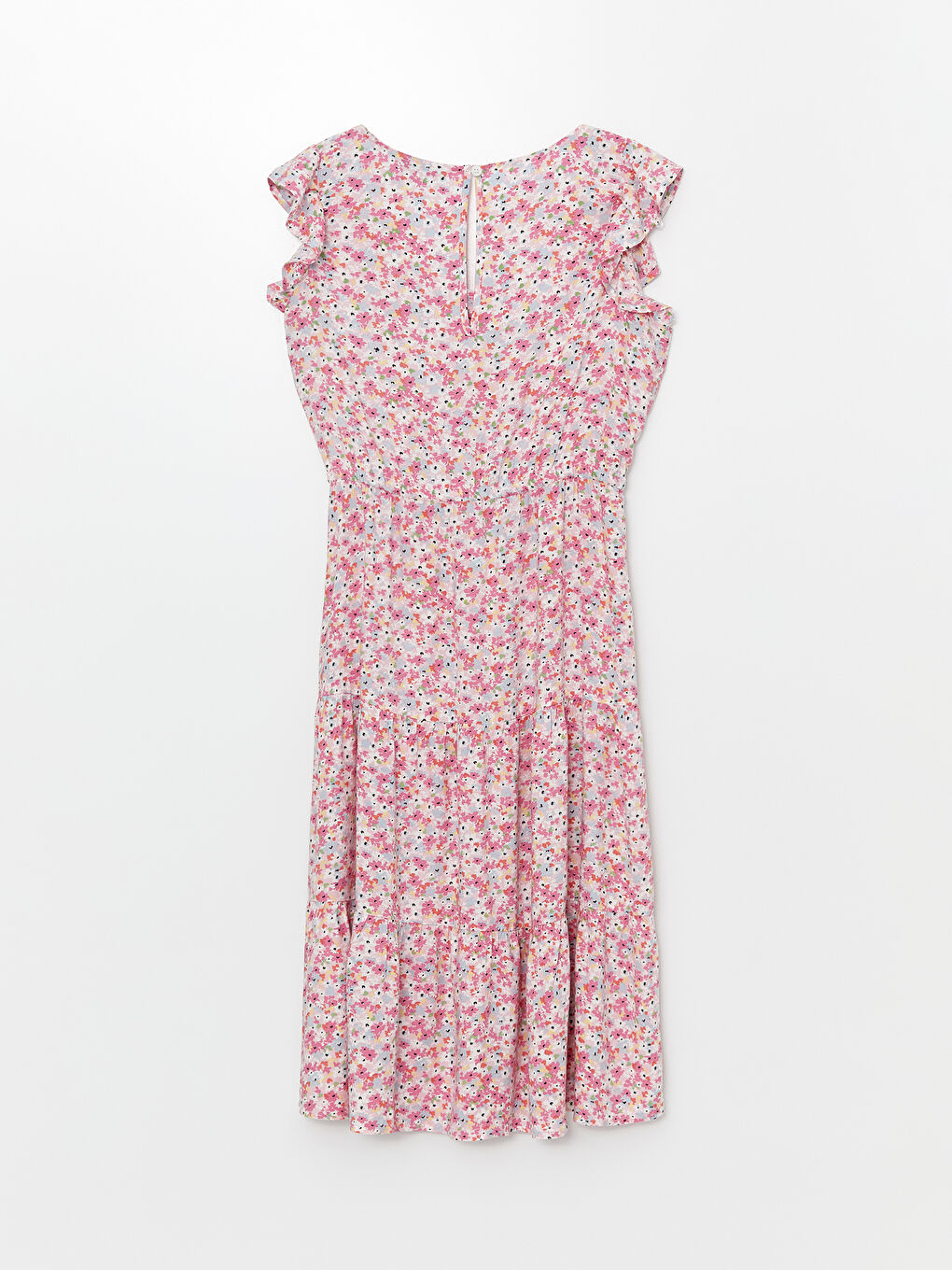 LCW Vision V-Neck Floral Short Sleeve Women's Dress -S1KF80Z8-LT4