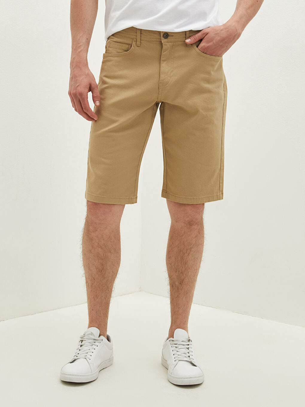 Slim Fit Gabardine Men's Shorts -S1KF90Z8-PVQ