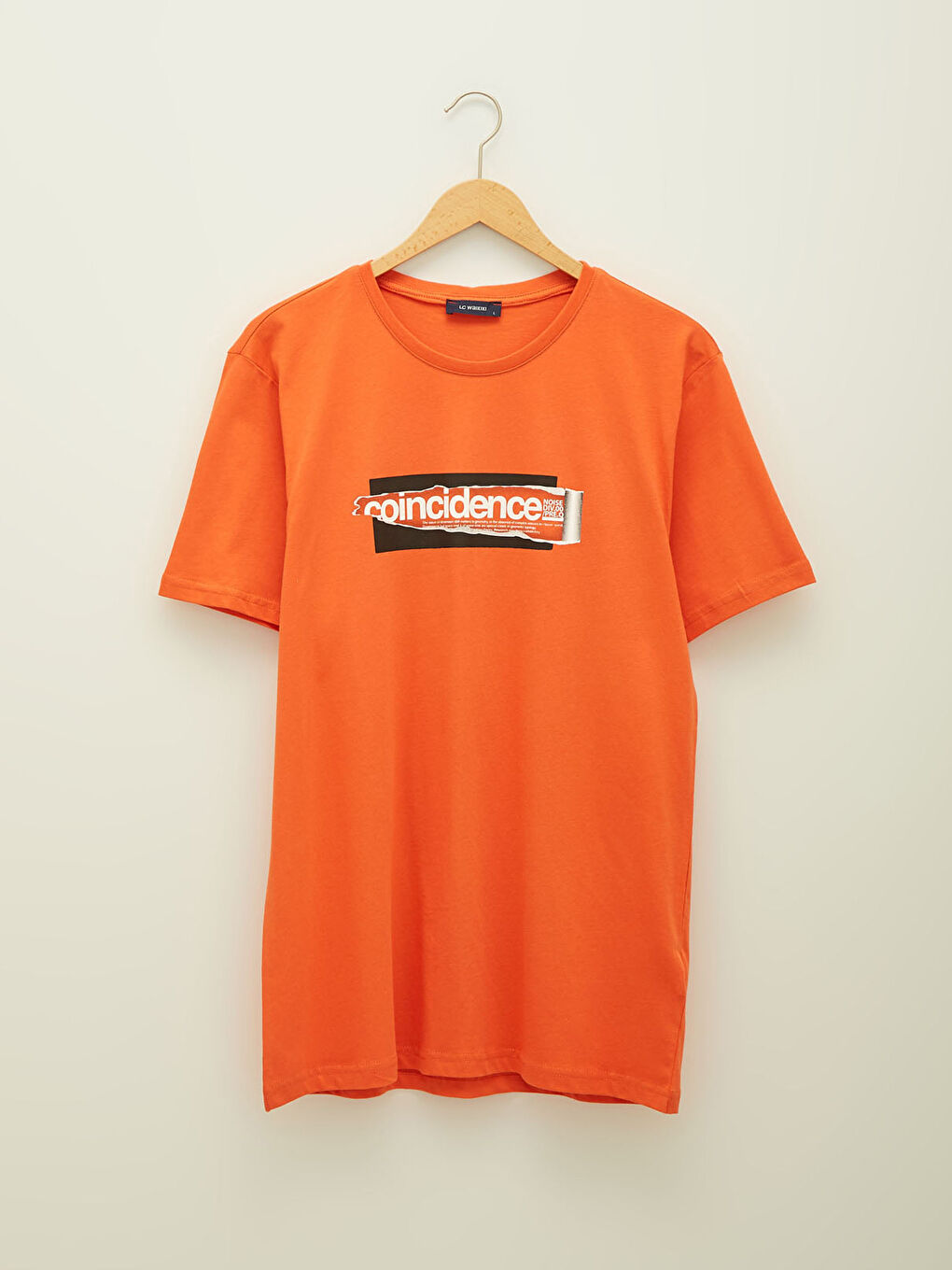 Turuncu Bisiklet Yaka Kısa Kollu Baskılı Penye Erkek Tişört-6