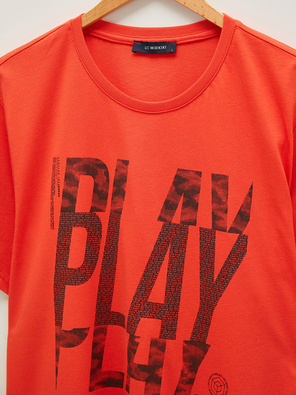 Turuncu Bisiklet Yaka Kısa Kollu Baskılı Penye Erkek Tişört-1