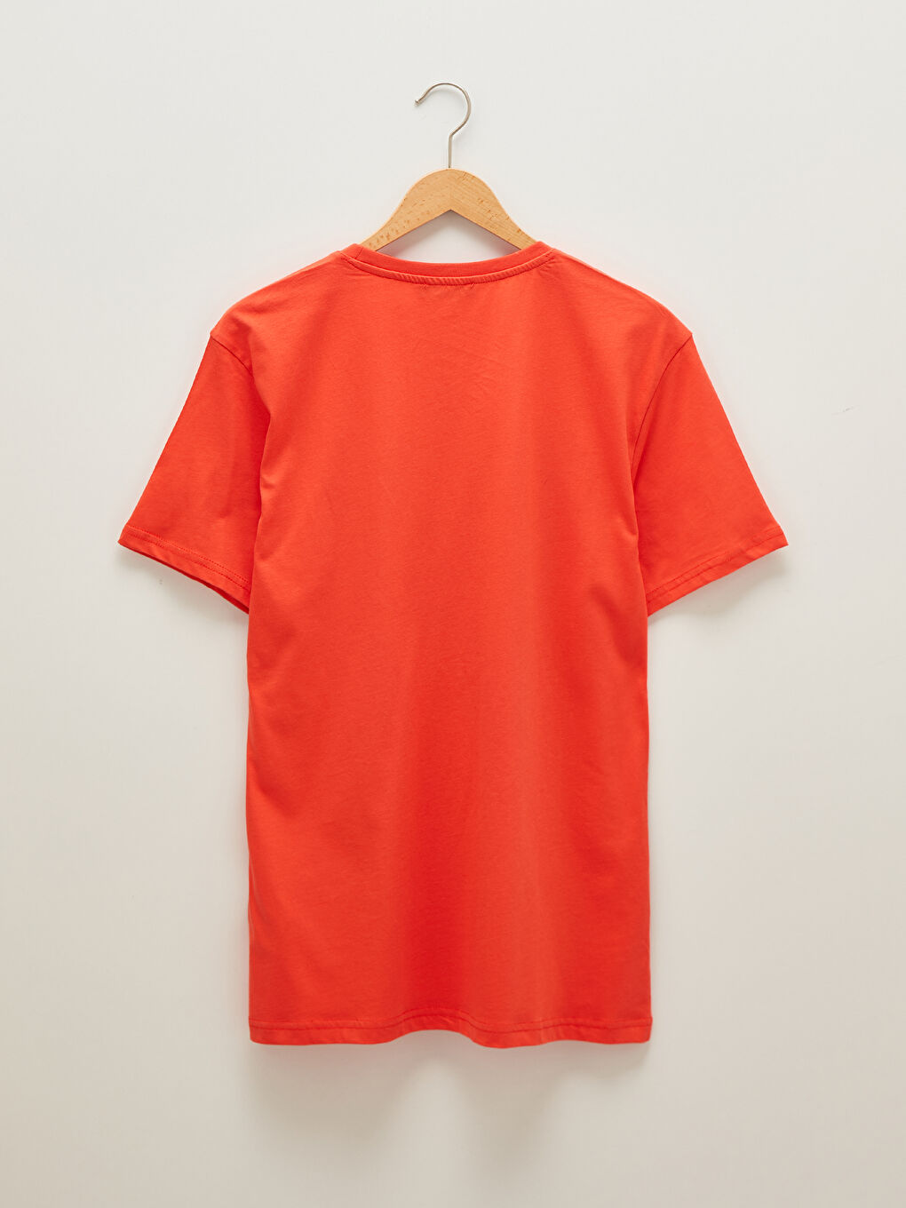 Turuncu Bisiklet Yaka Kısa Kollu Baskılı Penye Erkek Tişört-2