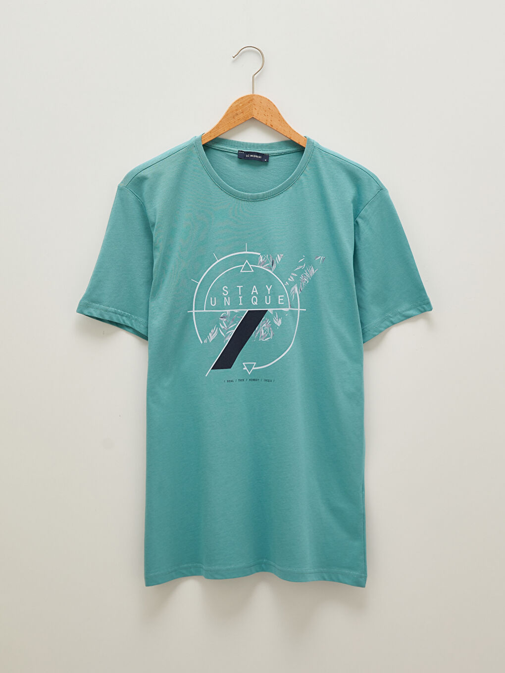 Turkuaz Bisiklet Yaka Kısa Kollu Baskılı Penye Erkek Tişört