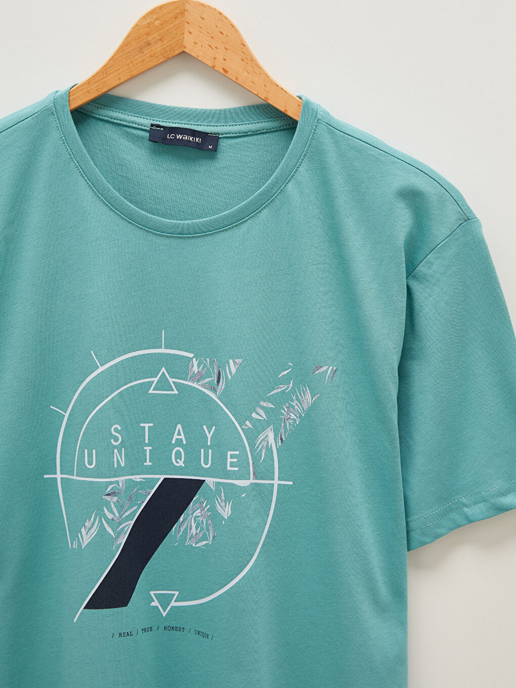 Turkuaz Bisiklet Yaka Kısa Kollu Baskılı Penye Erkek Tişört-1