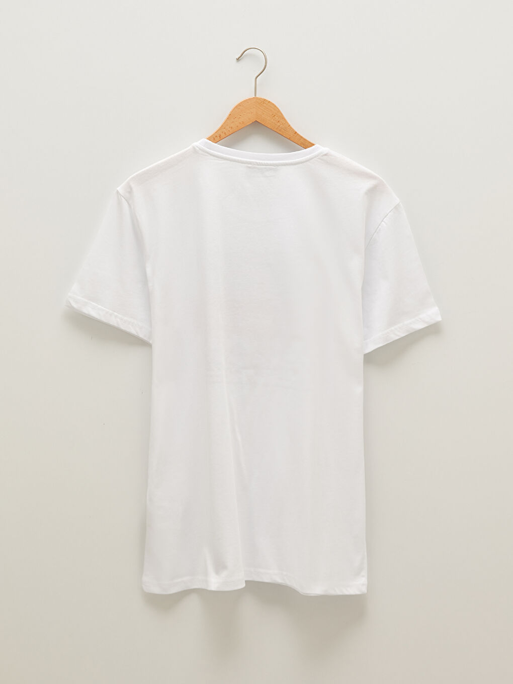 Beyaz Bisiklet Yaka Kısa Kollu Baskılı Penye Erkek Tişört-2