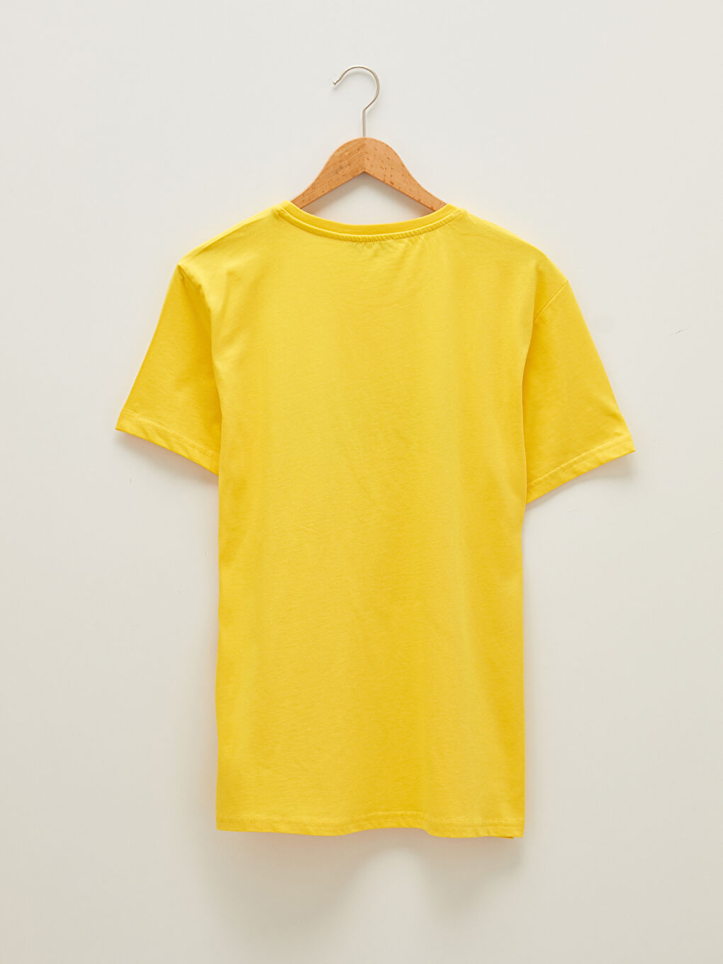 Sarı Bisiklet Yaka Kısa Kollu Baskılı Penye Erkek Tişört-1