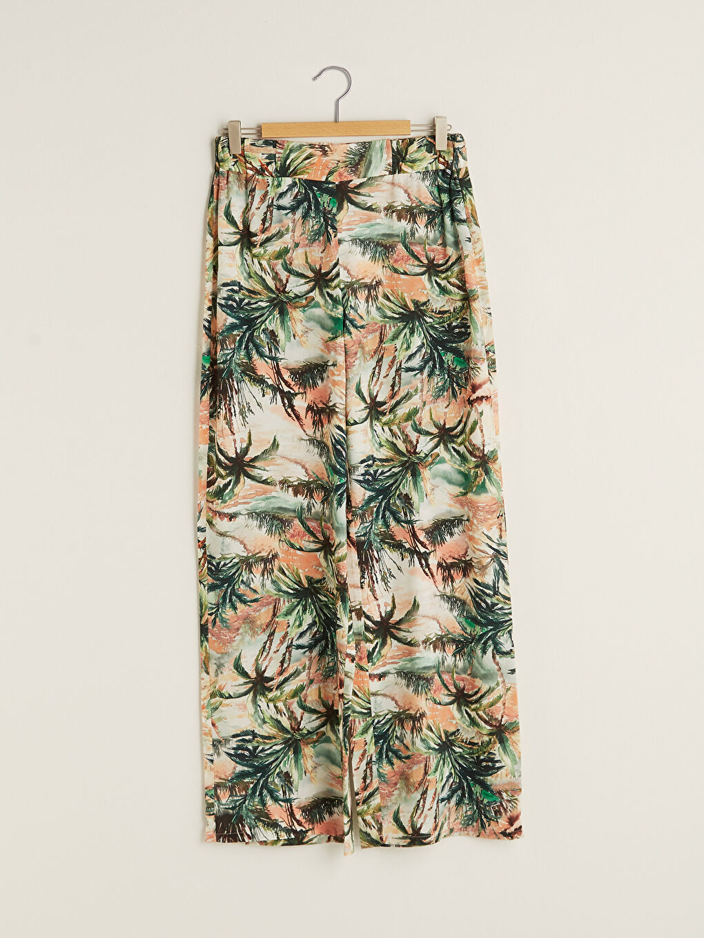 Pantalon en Viscose à Taille Élastique Imprimé à Jambe Large pour Femmes-4