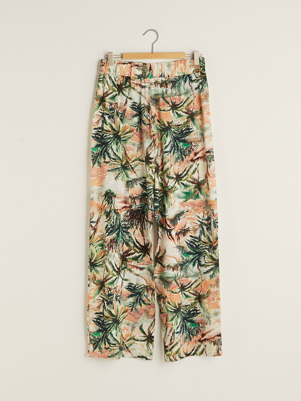 Pantalon en Viscose à Taille Élastique Imprimé à Jambe Large pour Femmes-5