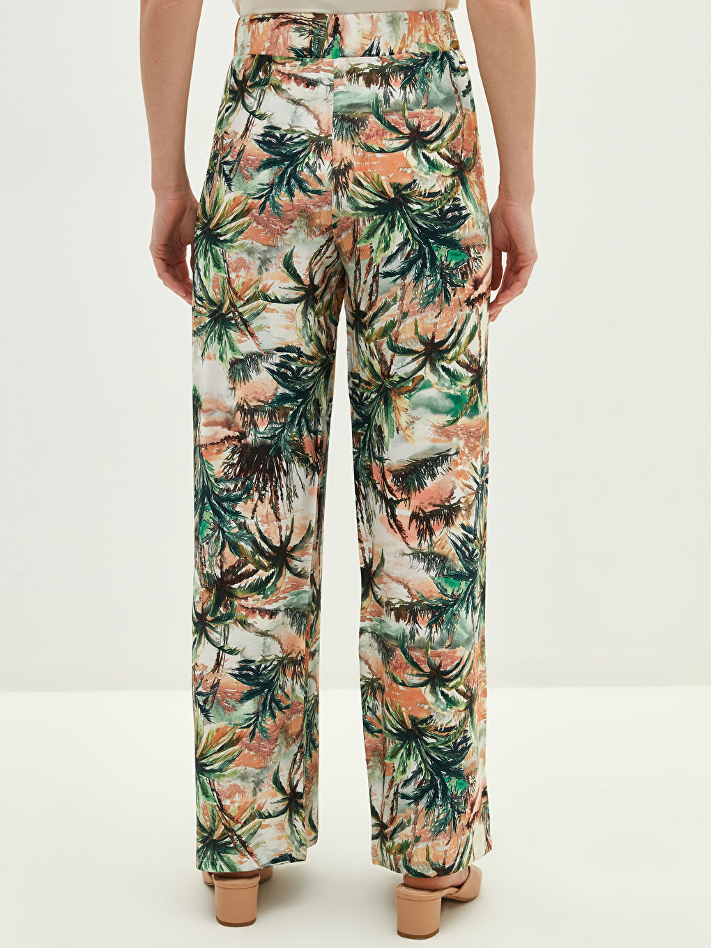 Pantalon en Viscose à Taille Élastique Imprimé à Jambe Large pour Femmes-2