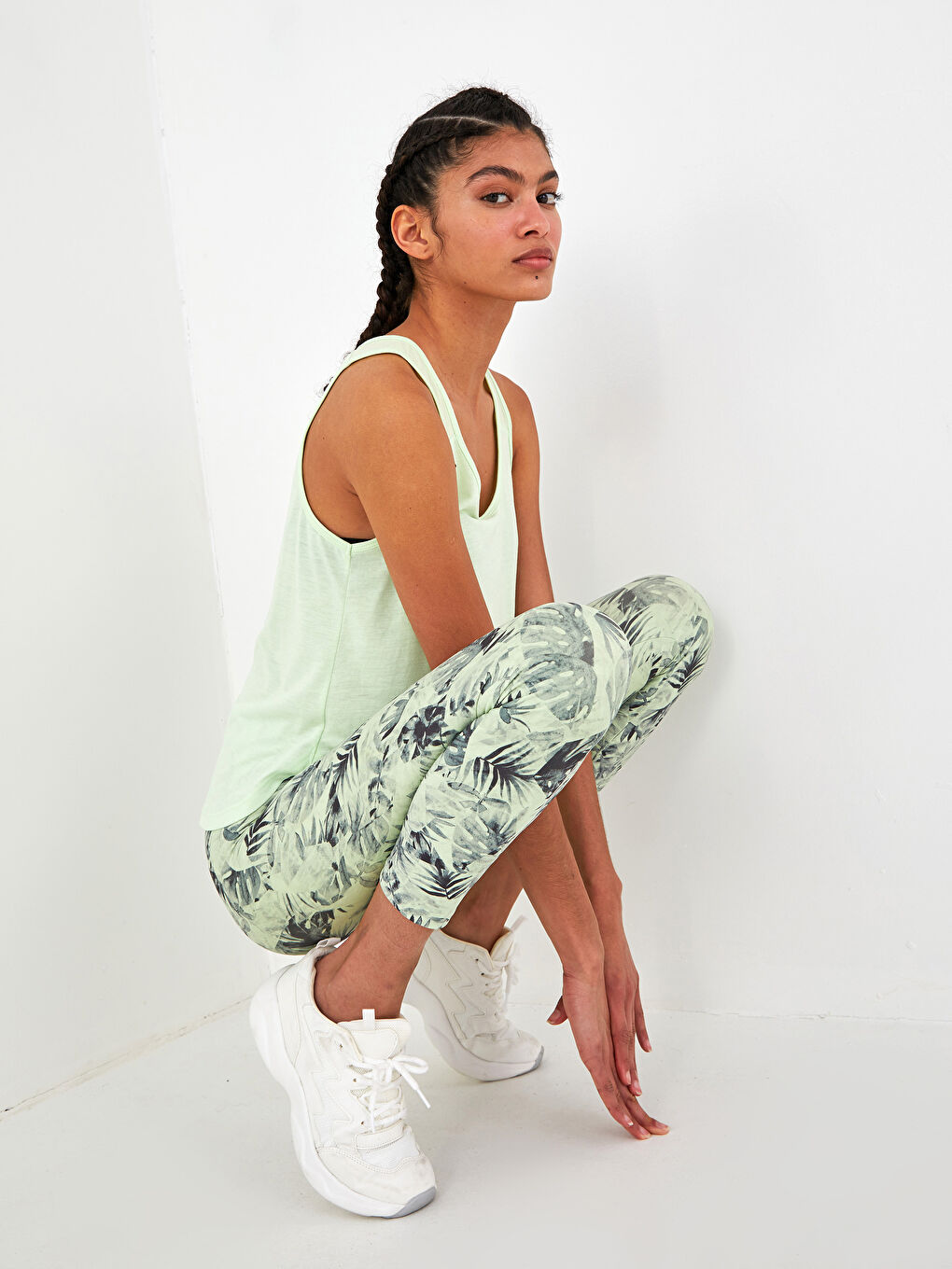 Спортивные леггинсы с узором и эластичным поясом для женщин-1