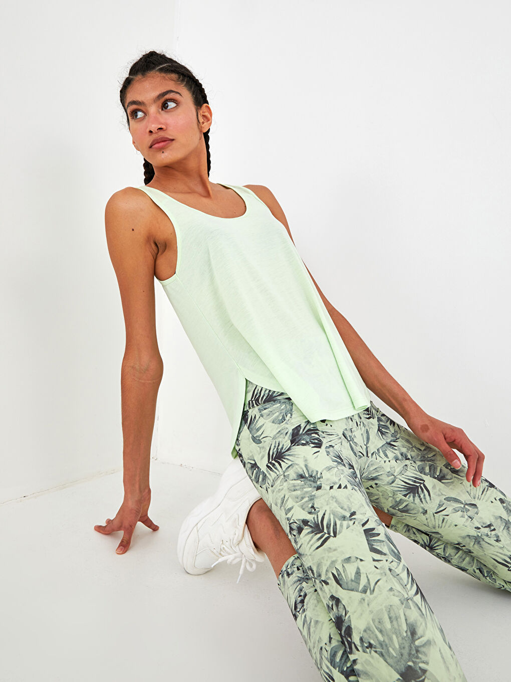 Спортивные леггинсы с узором и эластичным поясом для женщин-8