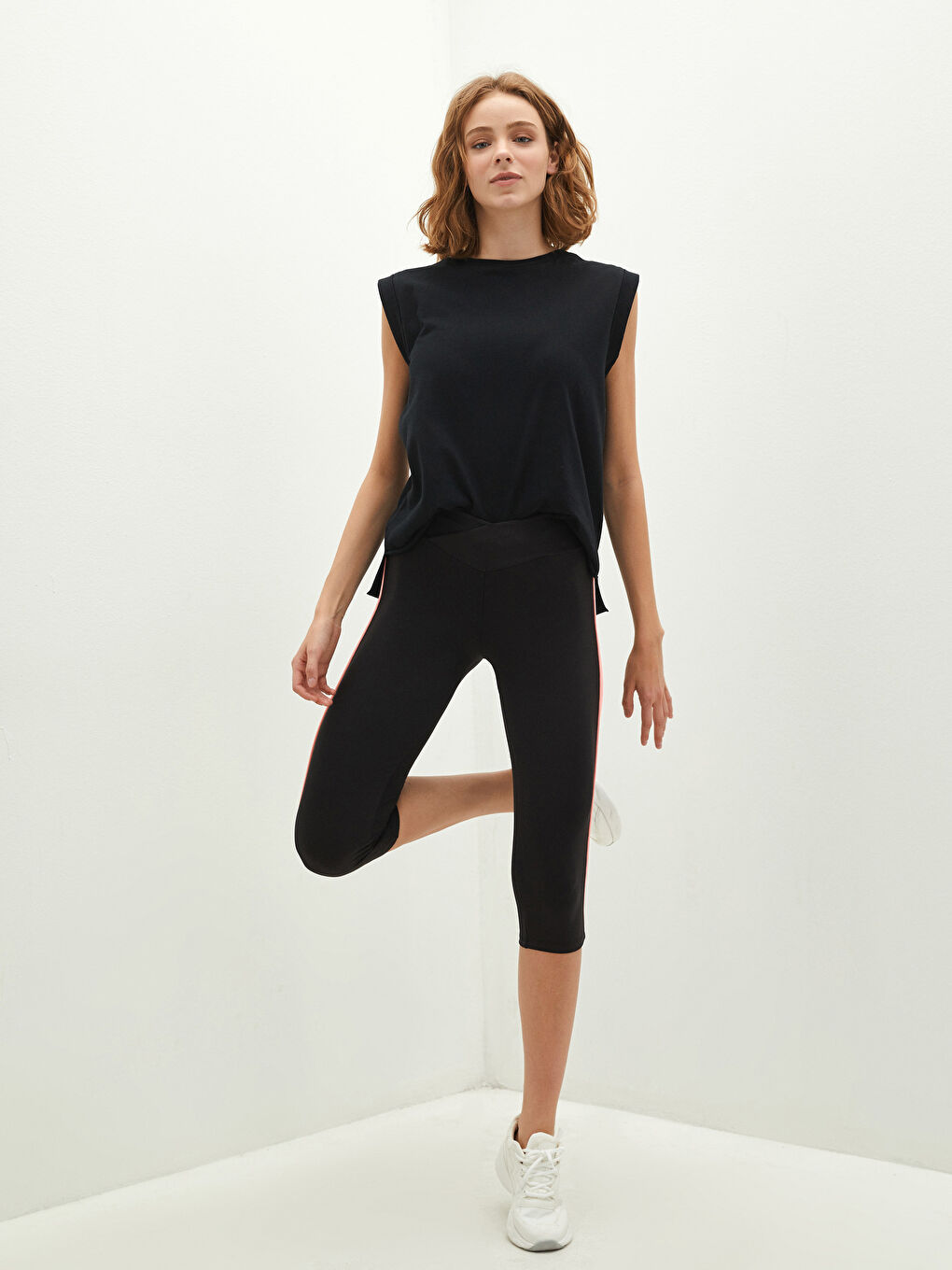 Elastic Waist Bias Detail Women's Sport Tights -S1KG64Z8-CVL