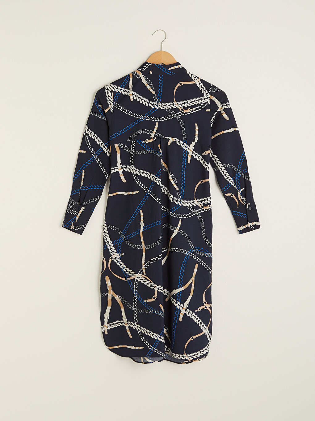 Lacivert Desenli Kadın Gömlek Tunik-6