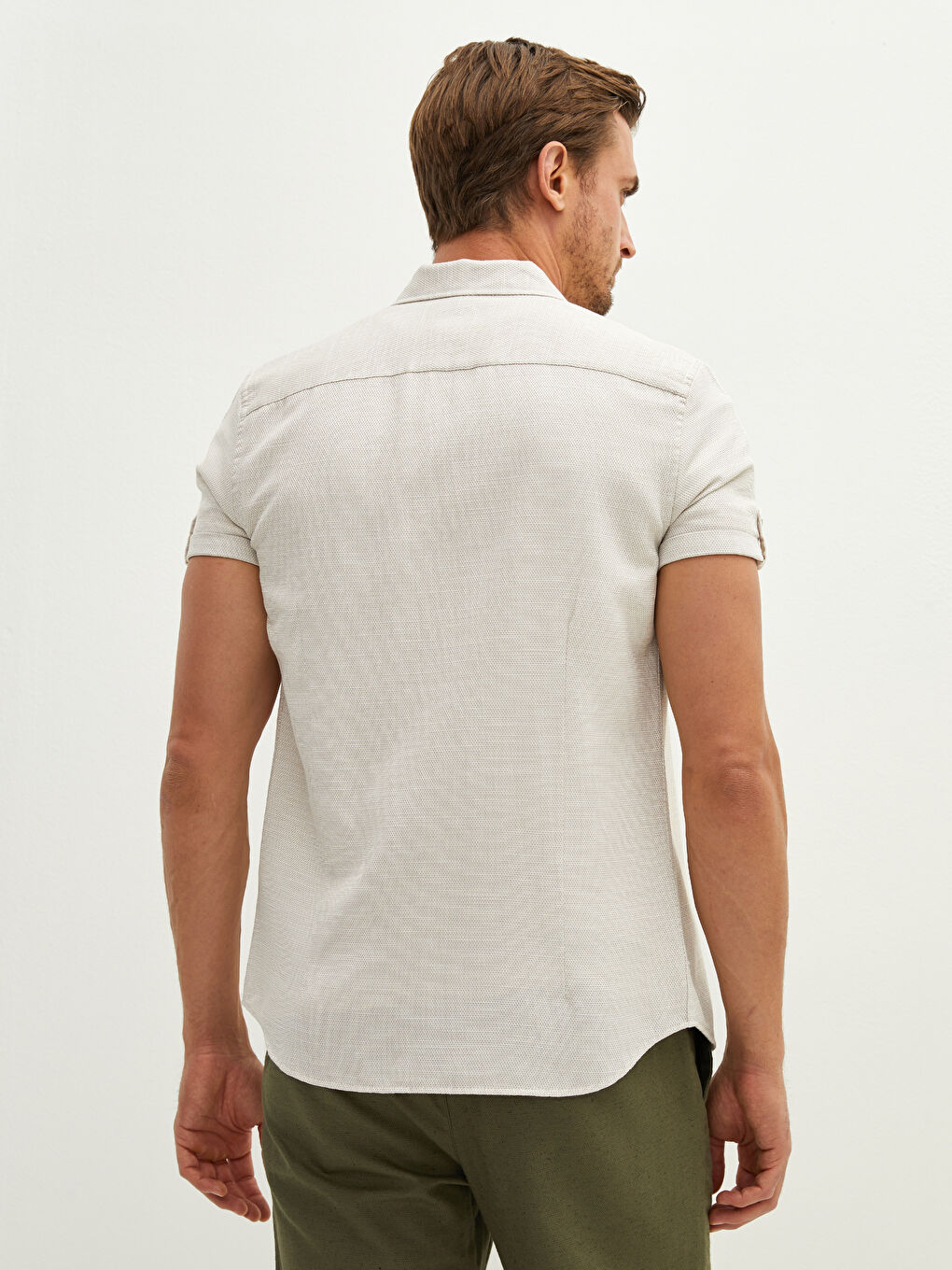 LCW Vision Schmal Geschnittenes Kurzarmhemd Für Herren -S1KI23Z8-GHR