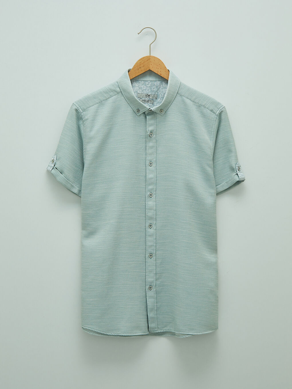 Yeşil Slim Fit Kısa Kollu Erkek Gömlek-6