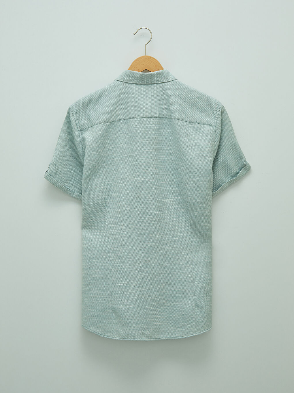 Yeşil Slim Fit Kısa Kollu Erkek Gömlek-7