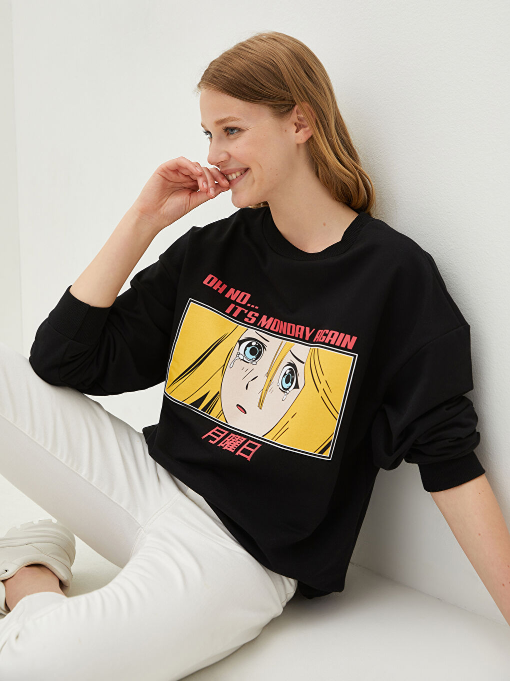 LCW Vision Rundhalsausschnitt Bedruckt Langarm Damen Sweatshirt -S1KI38Z8-CVL